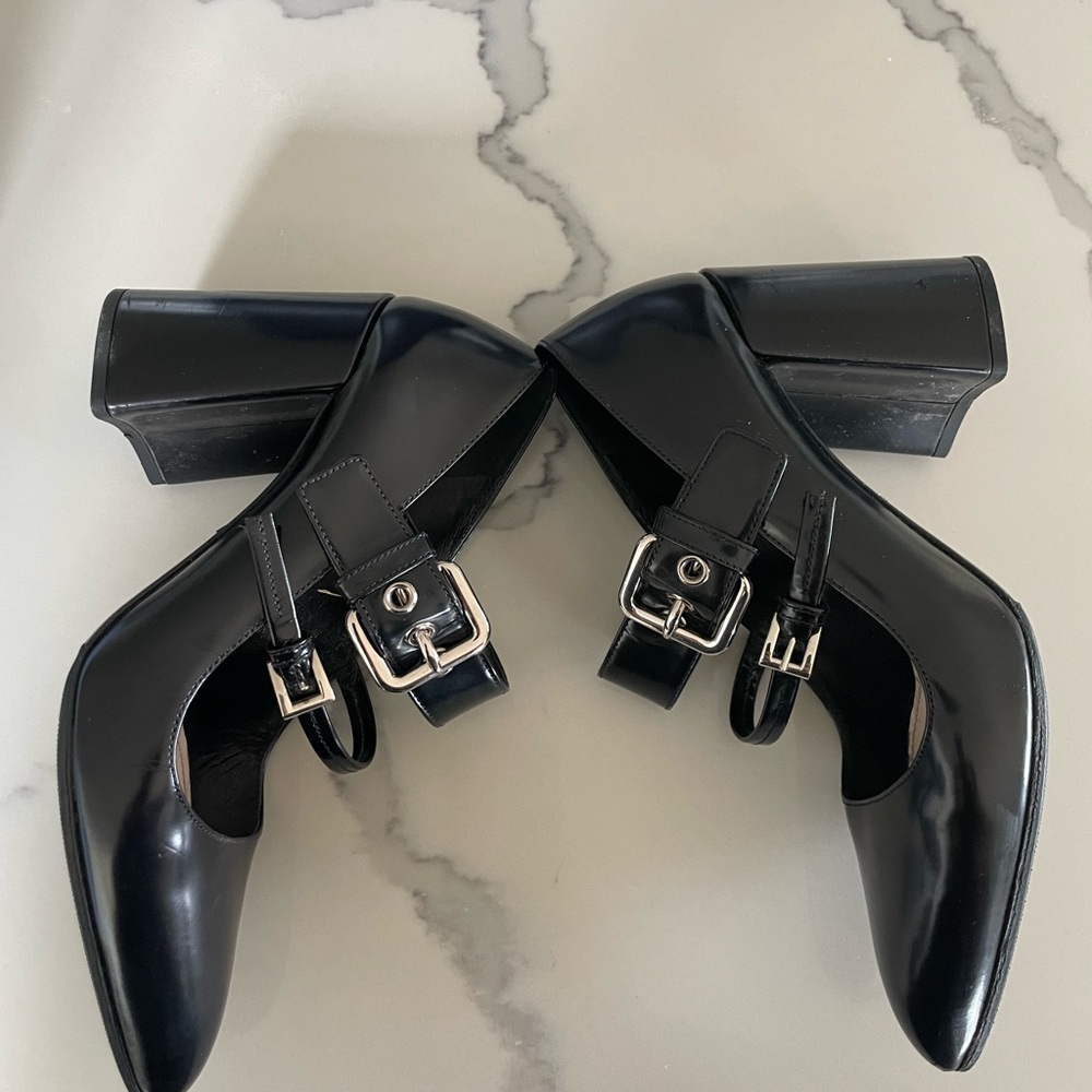 Prada Black Heels with Silver Accents - Picture 4 of 10